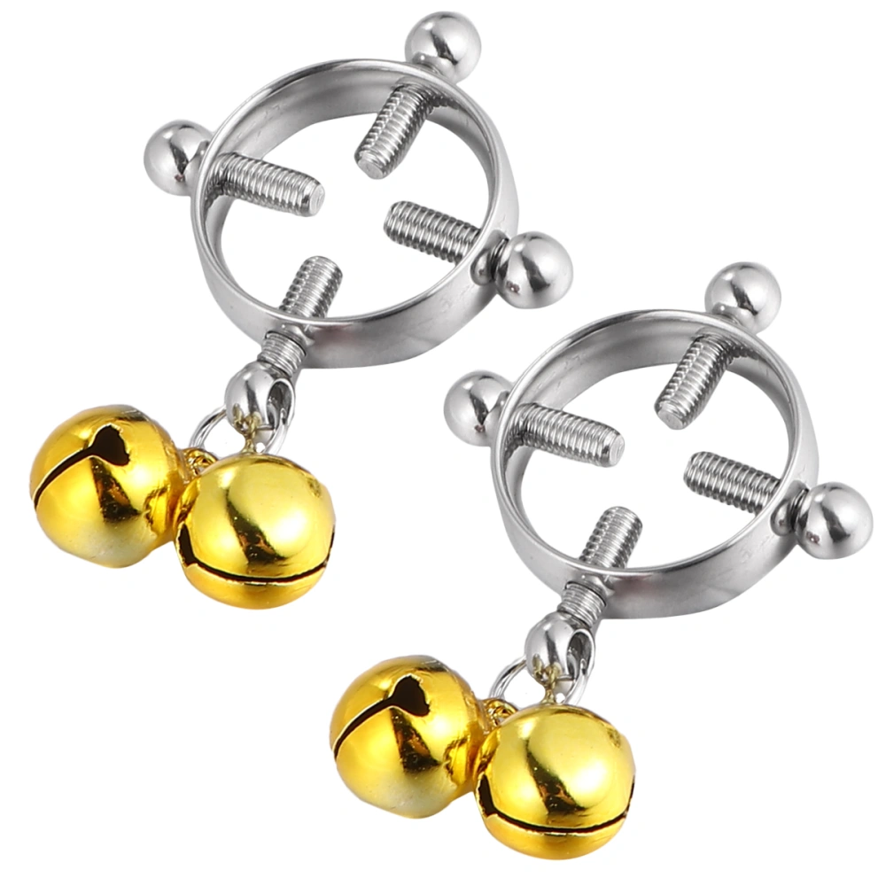 1 Pair Papilla Ring Stainless Steel Colorful Bell Papilla Studs Adjustable Body Decoration Rings for Women (Yellow)