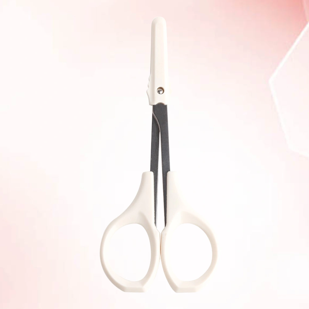 Stainless Steel Scissors Beard Eyebrow Facial Hairs False Eyelashes Trimmer Scissors with Covers - Straight Head (White)