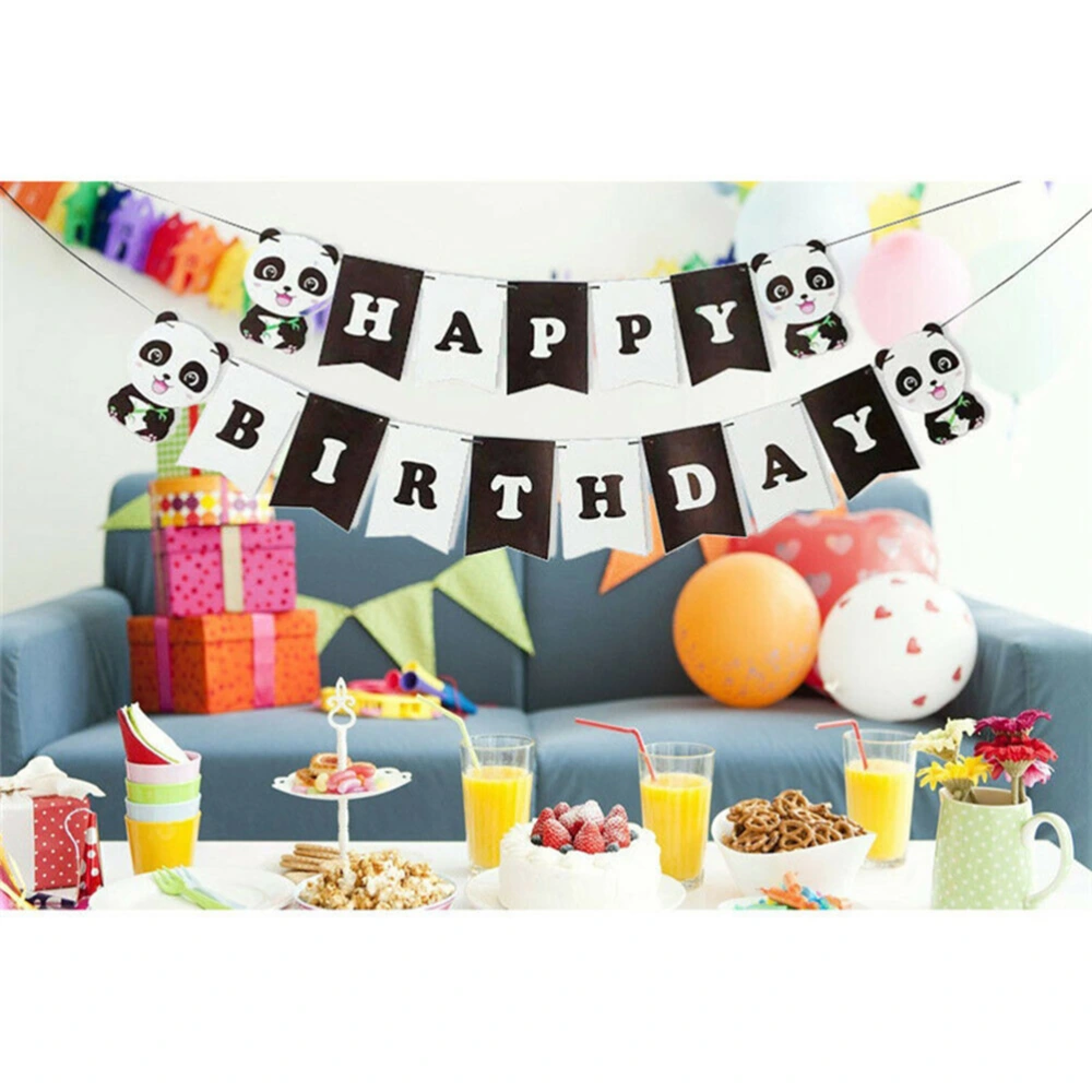 Cartoon Panda Happy Birthday Decoration Set for Kids Children Birthday Party