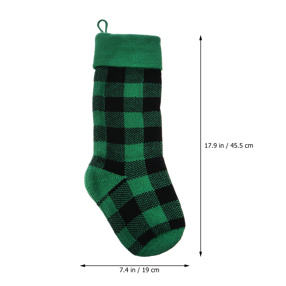 1Pc Christmas Stocking Gift Bag Christmas Tree Classic Plaid Sock Pendant