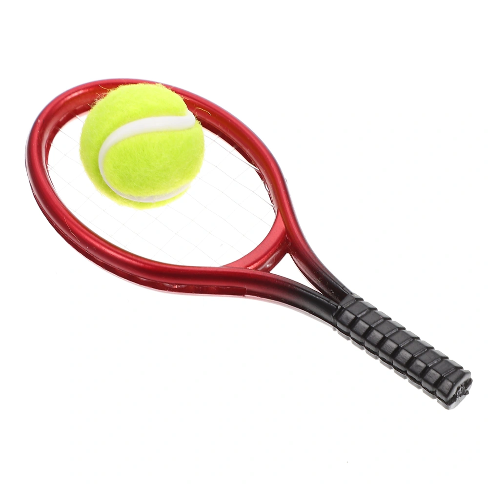 1 Set Mini House Tennis Racket and Tennis Model Mini Ornament Photo Prop