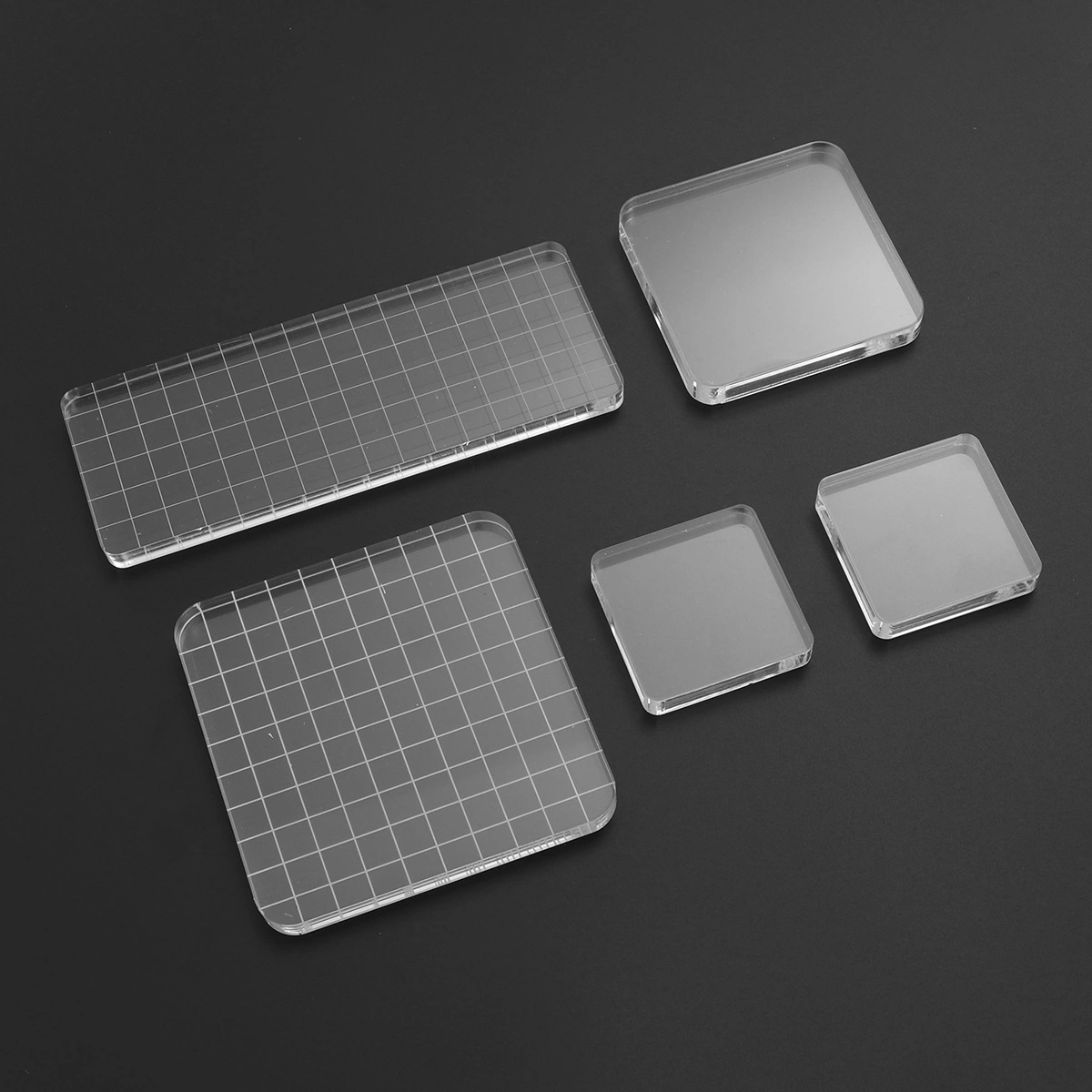 5pcs Transparent Stamp Blocks with Grid, Acrylic Clear Stamping Blocks Set Essential Stamping Tools for Scrapbooking Crafts Making