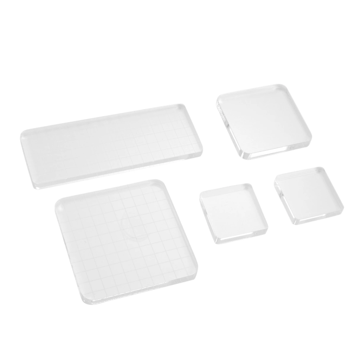 5pcs Transparent Stamp Blocks with Grid, Acrylic Clear Stamping Blocks Set Essential Stamping Tools for Scrapbooking Crafts Making
