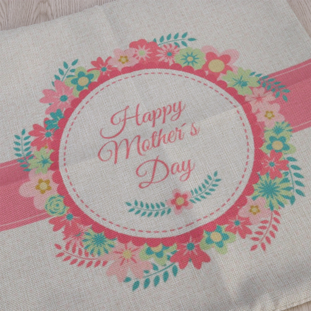 Happy Mother's Day Pillow Case Cover Burlap Linen Sofa Cushion Cover for Mother's Gift Home Decoration 45 x 45 cm (E Style)