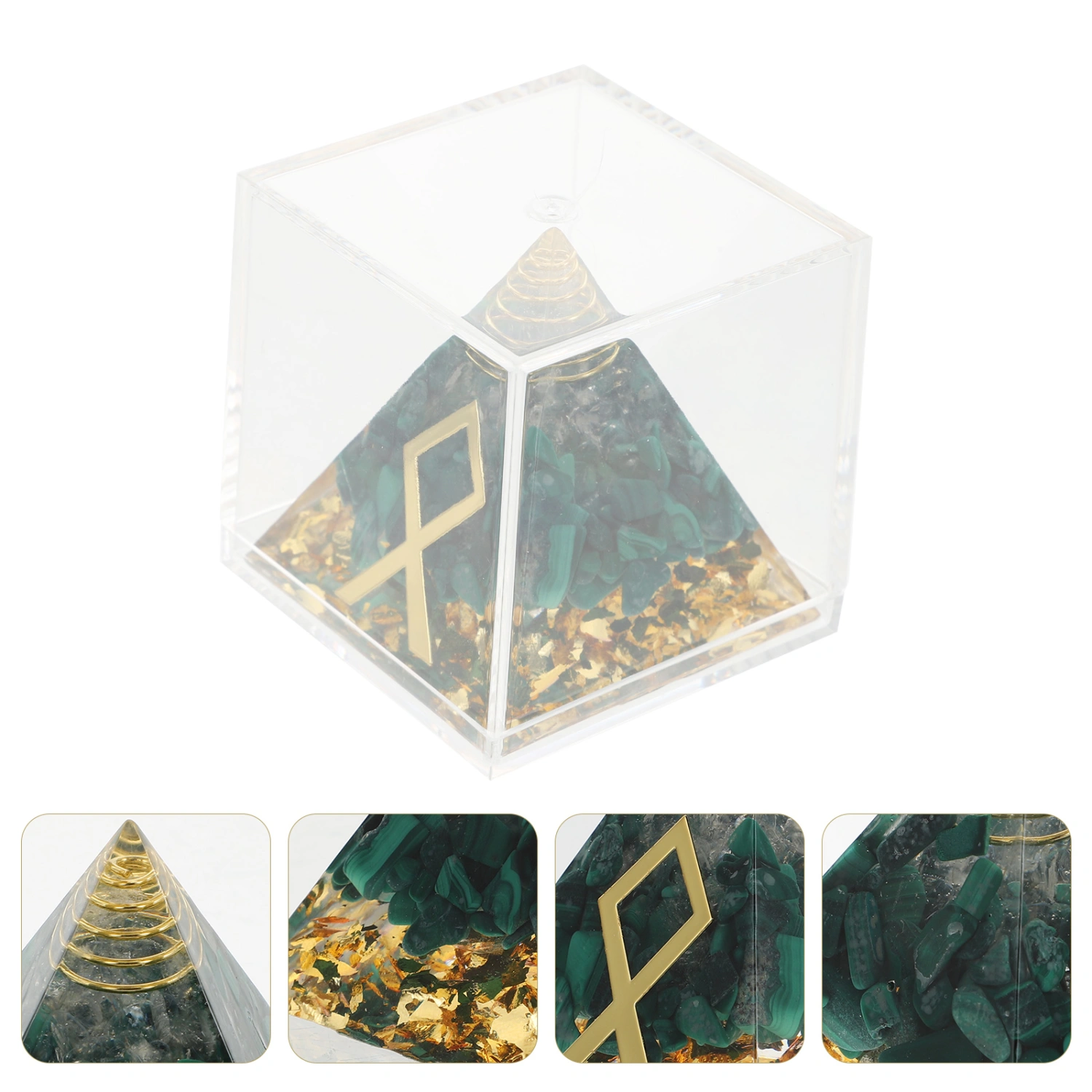 1Pc Crystal Pyramid Adornment Desktop Fengshui Ornament Energy Pyramid Decor