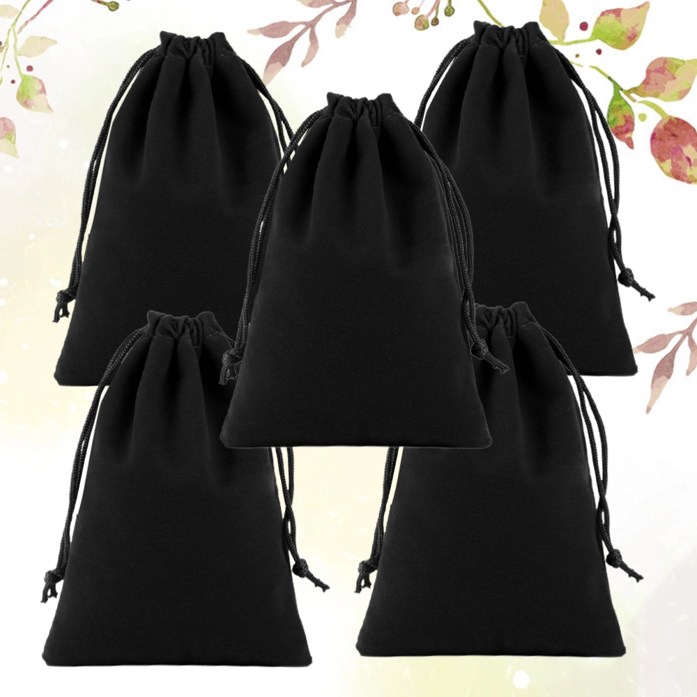 5pcs Flannel Drawstring Bag Storage Bag Electric Hair Dryer Pouch Multifunction Lint Drawstring Pouch for Storage Use (Black 20x25 cm Black)