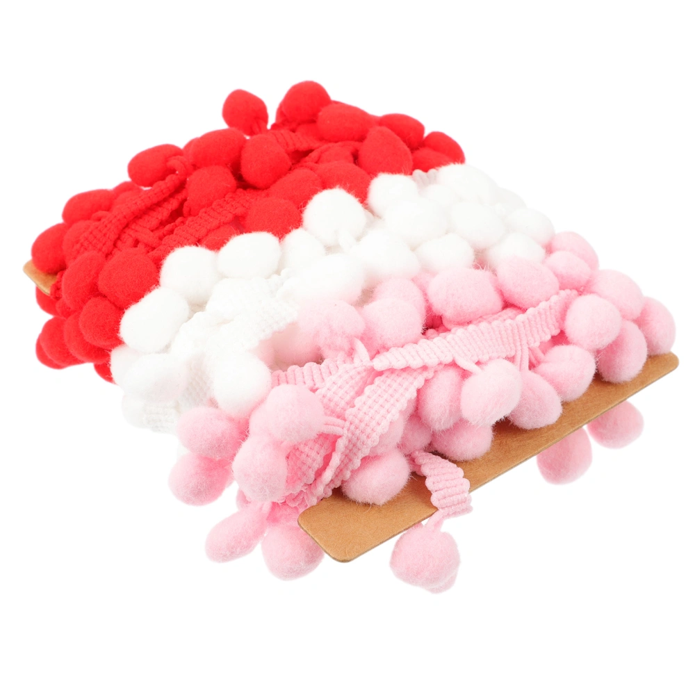 1 Set Ball Fringe Pom Pom Trim Ribbon Dress Stage Garment Curtain DIY Decor