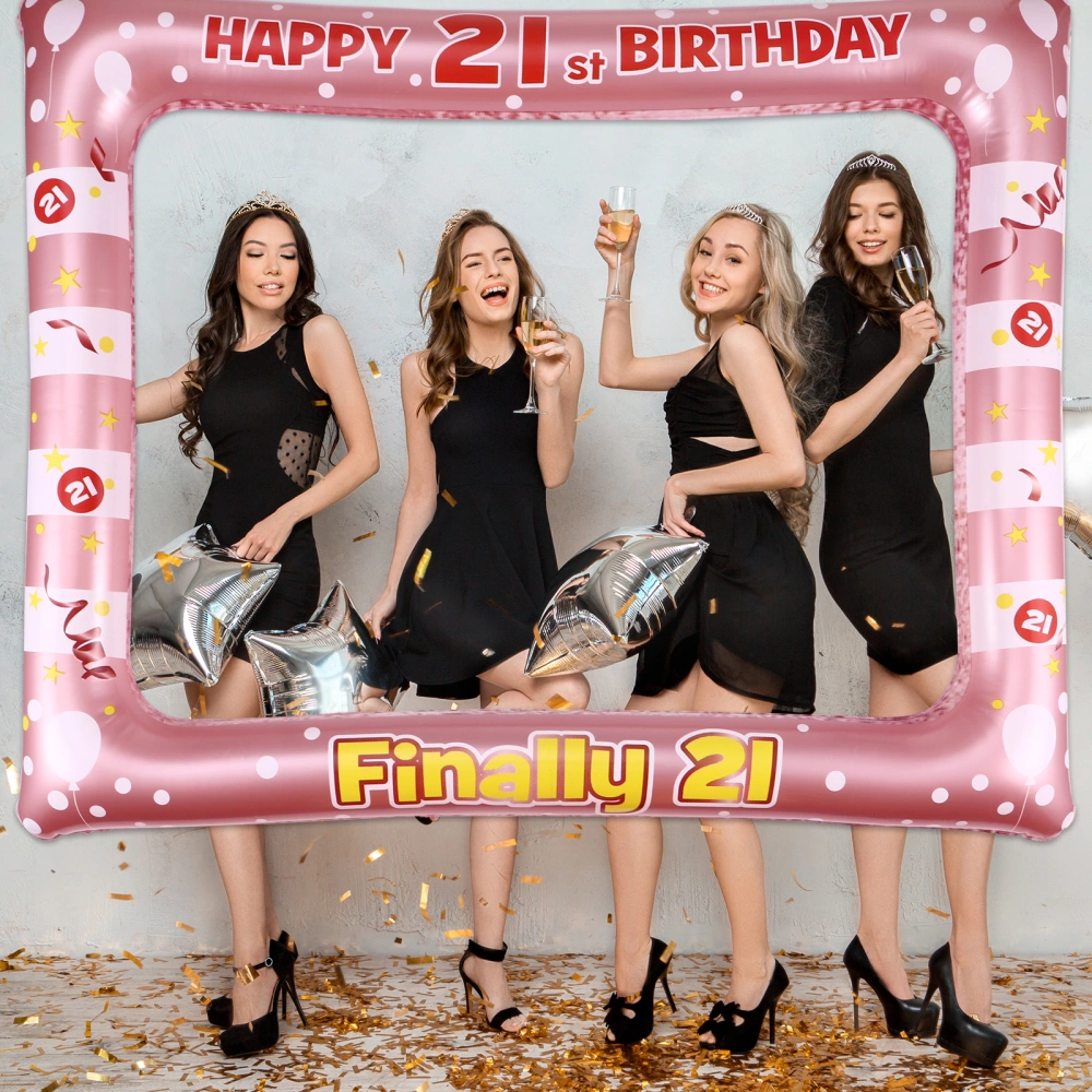 1 Pc Birthday Inflatable Photo Frame PVC Party Photo Props Supply for Age 21