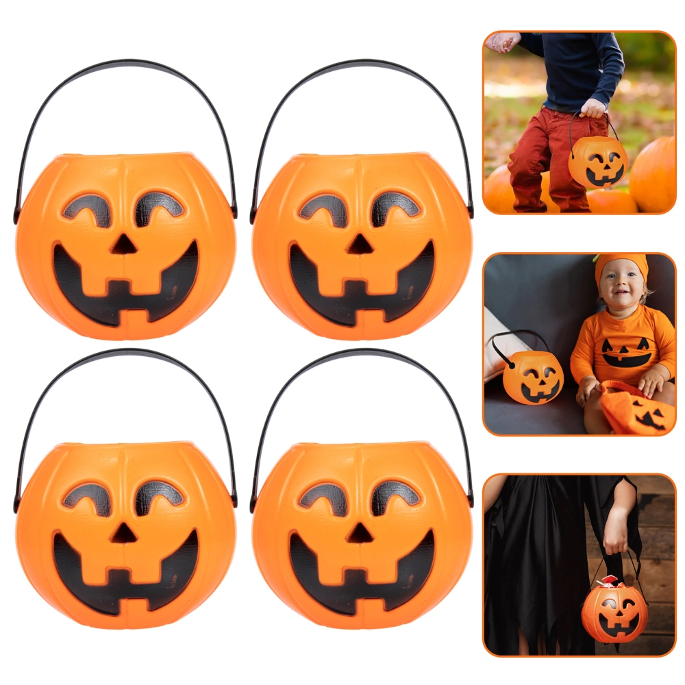 4Pcs Halloween Decorations Pumpkin Candy Container Portable Pumpkin Light Kids Candy Bucket