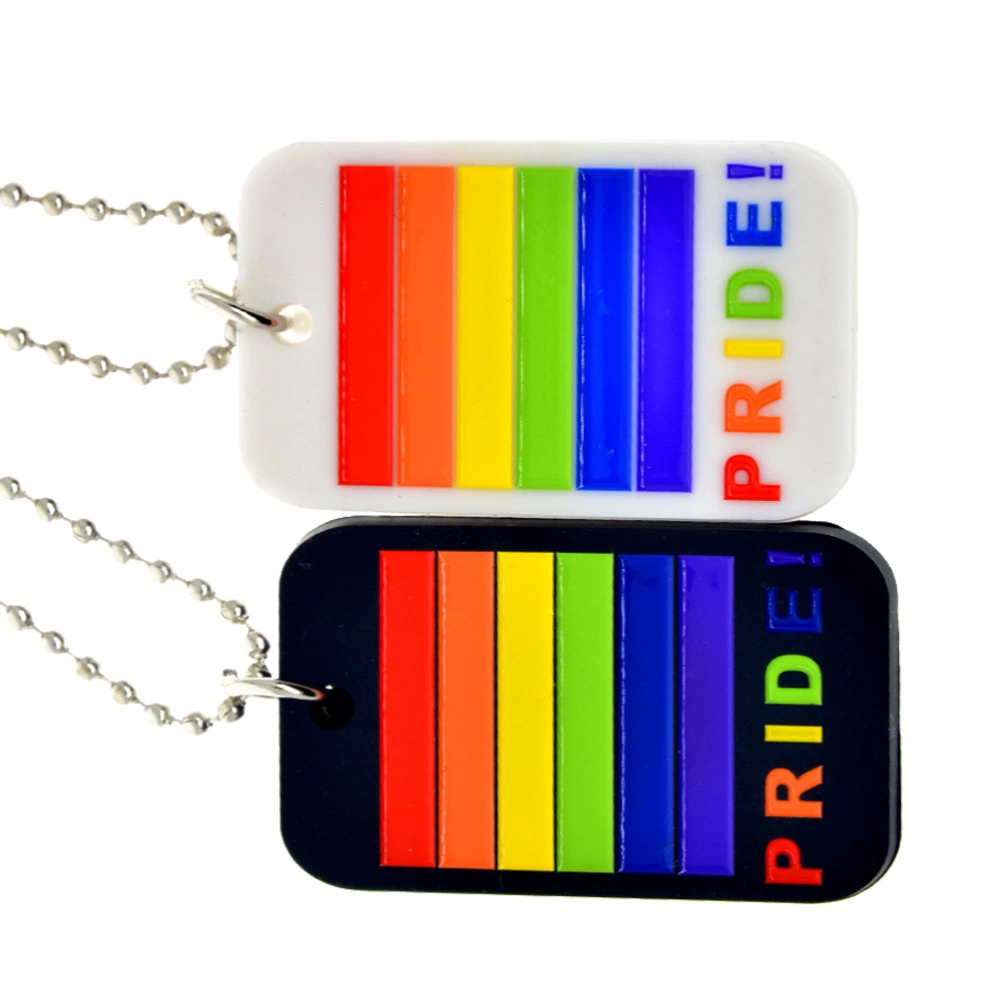 2pcs Rainbow Necklace Pride Letter Hanging Pendant Fashion Neck Chain for Gay Lesbian Homosexual (Black and Gray)