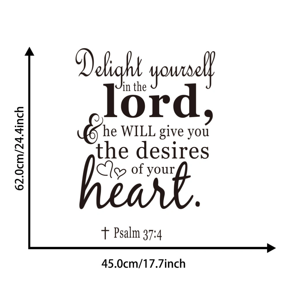 PSALM 37:4 Wall Art Sayings Sticker Décor Decal Prayer Church Jesus Pray 45x62cm