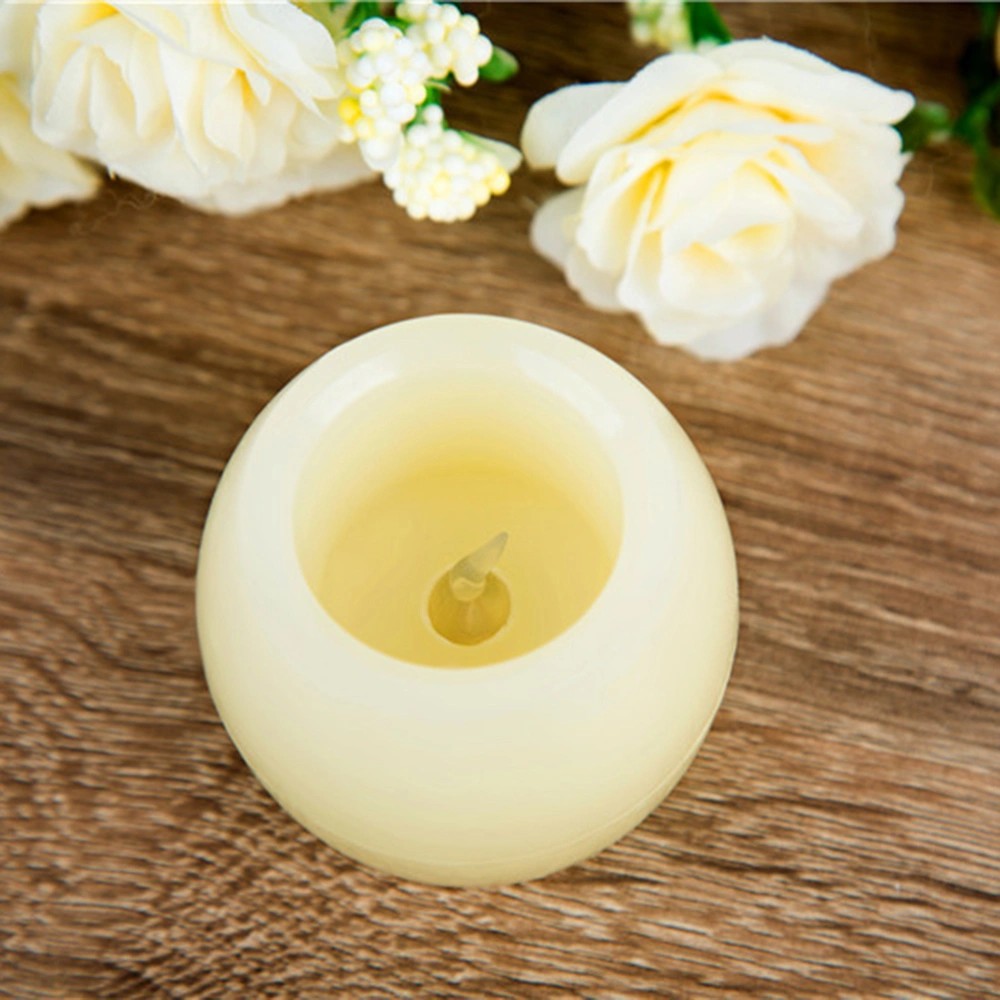 2PCS Flickering Tea Light Oval Wax Flameless LED Candle Lights Battery Operated for Parties Wedding Decoration (White Light)