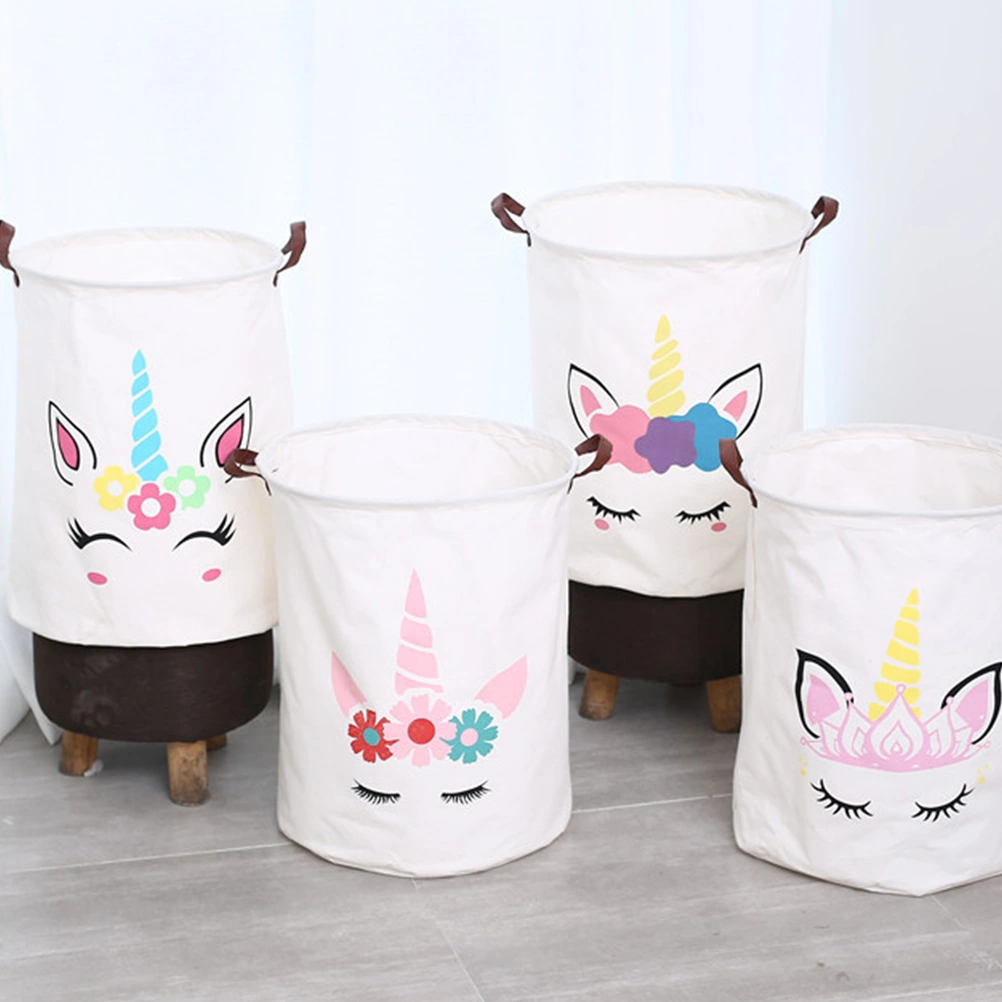 1Pc Cotton and Linen Laundry Basket Foldable Water-proof Storage Basket Toys Clothing Storage Bucket Home Organizer (Random Style)