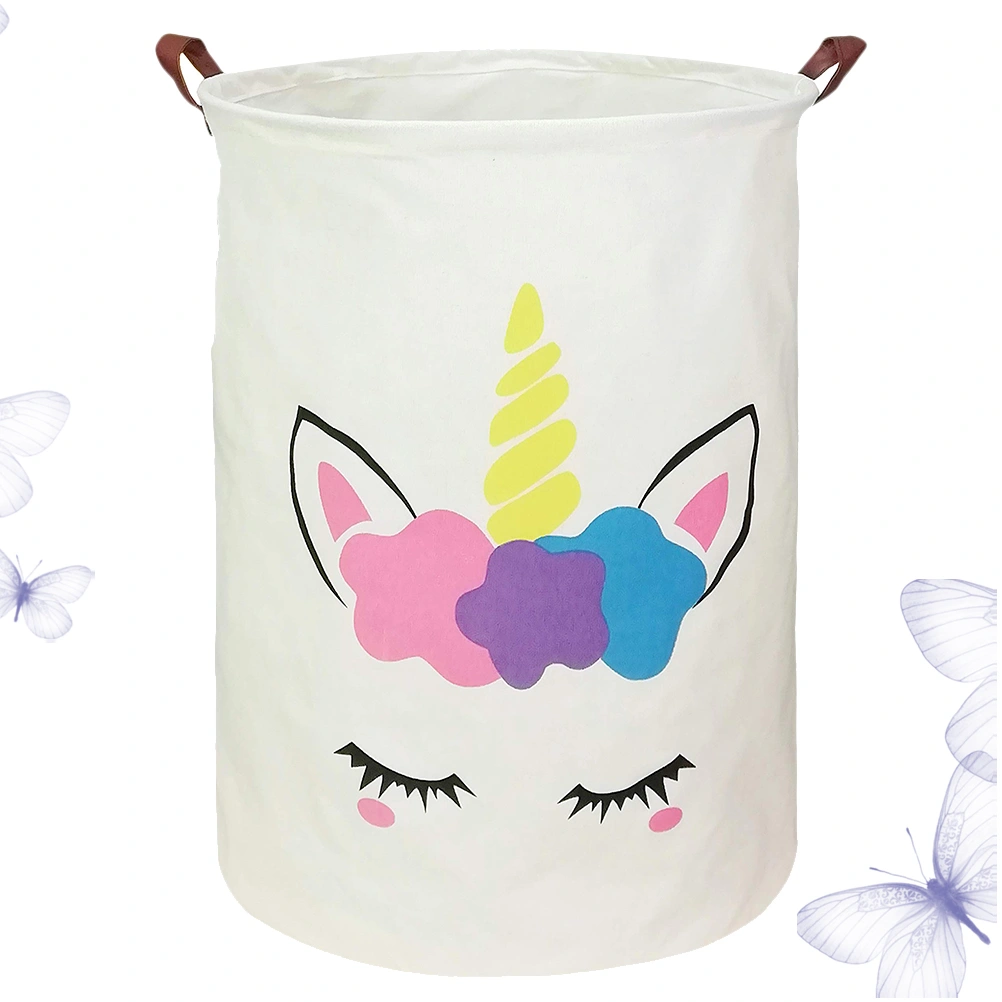 1Pc Cotton and Linen Laundry Basket Foldable Water-proof Storage Basket Toys Clothing Storage Bucket Home Organizer (Random Style)