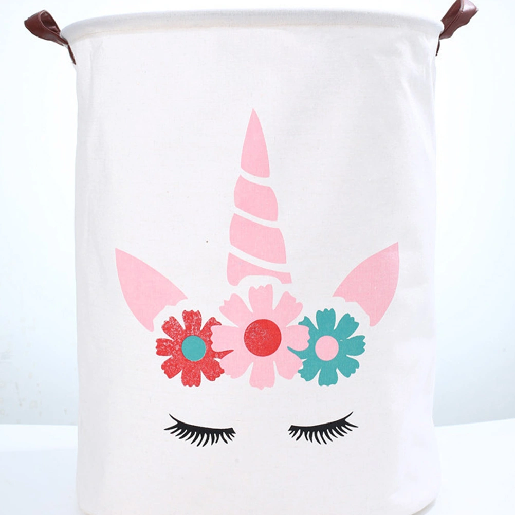 1Pc Cotton and Linen Laundry Basket Foldable Water-proof Storage Basket Toys Clothing Storage Bucket Home Organizer (Random Style)