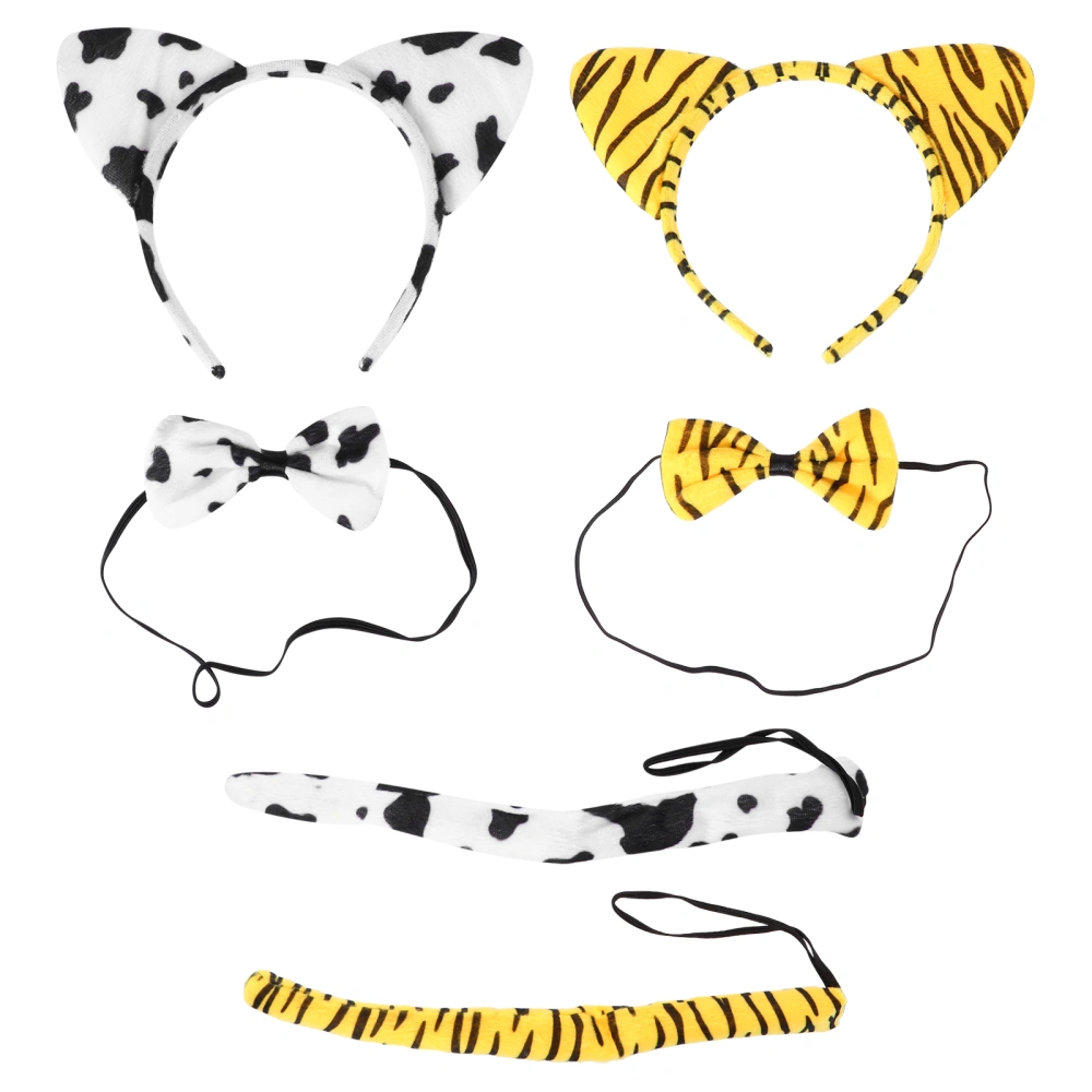 6Pcs Animal Cosplay Headband Tail and Bow Tie Fancy Animal Costume Accessory Kit