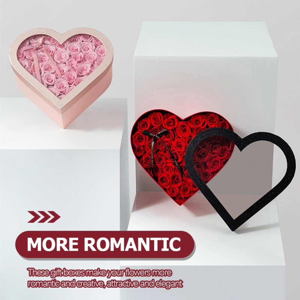 2pcs Paper Gift Flower Box Heart Shape Valentine's Day Rose Packaging Boxes for Arrangements