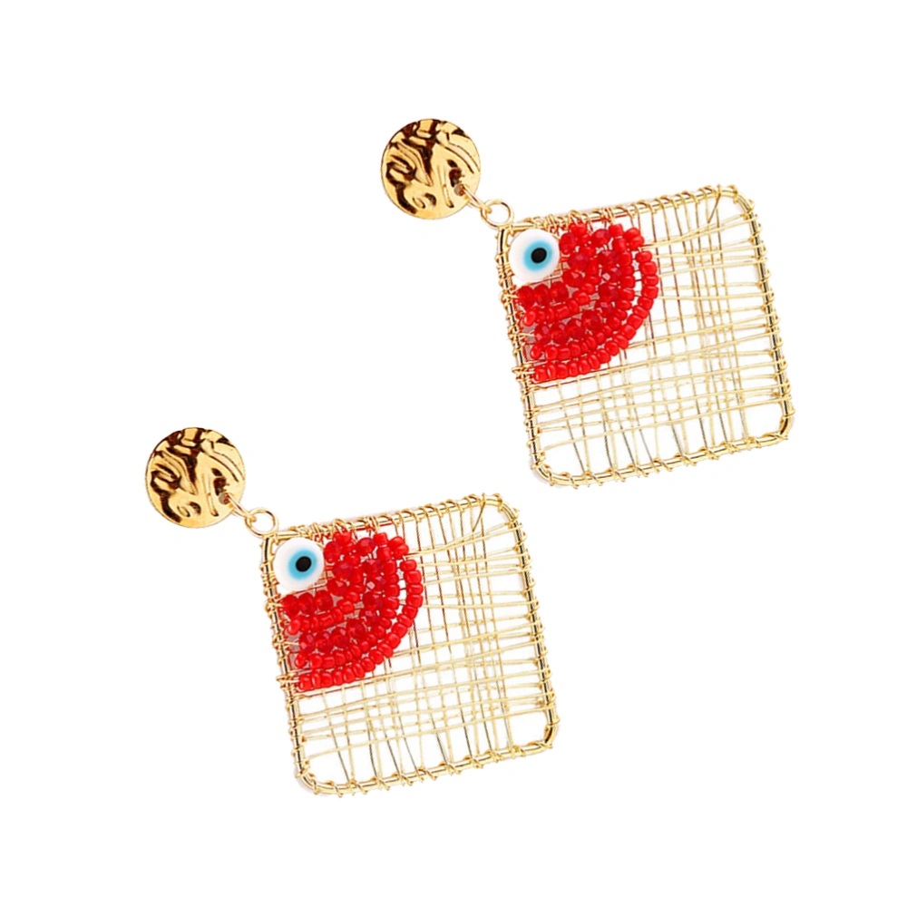 1 Pair Mi Bead Earrings Geometric Woven Earrings Alloy Earrings Evil Eyes Earrings Ear Jewelry for Women