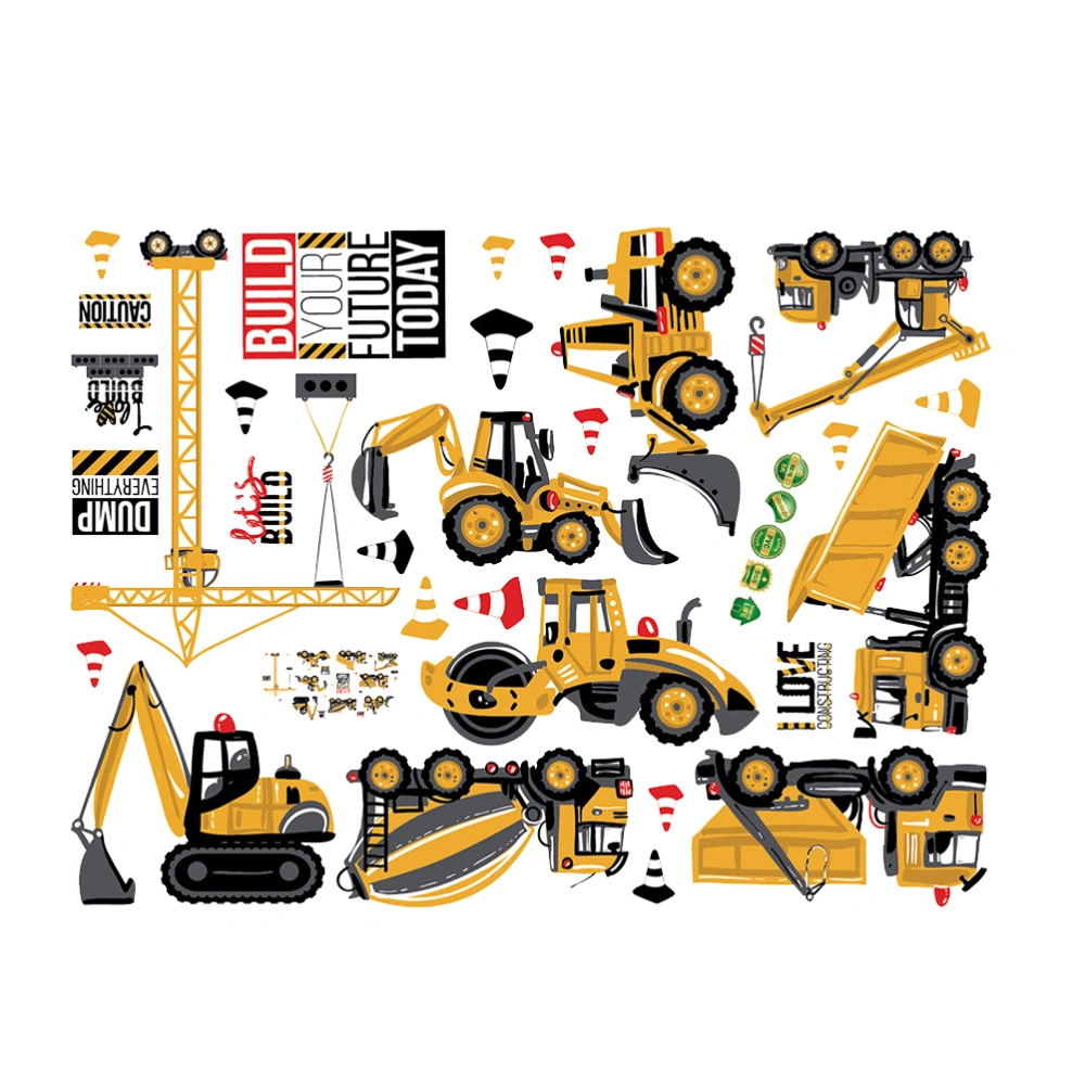 5PCS Detachable Engineering Truck Wall Sticker DIY Kids Room Construction Truck Wall Decoration Decals