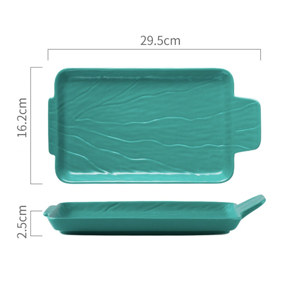 Ceramic Baking Tray Creative Snack Food Plate Practical Food Serving Dish Western Food Plate for Home Restaurant (Dark Green) 