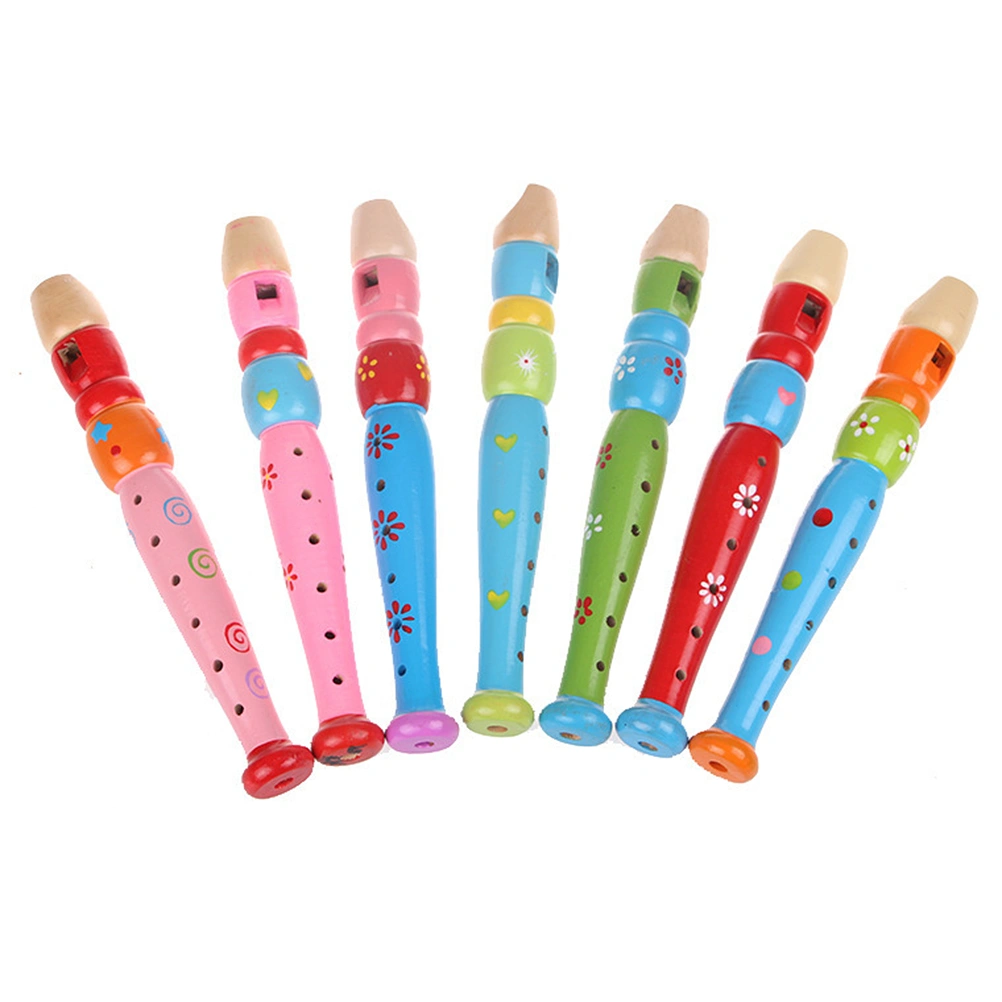 6-Hole Wooden Children Flute Beginner Descant Recorder Music Playing Wind Instruments (Random Style)