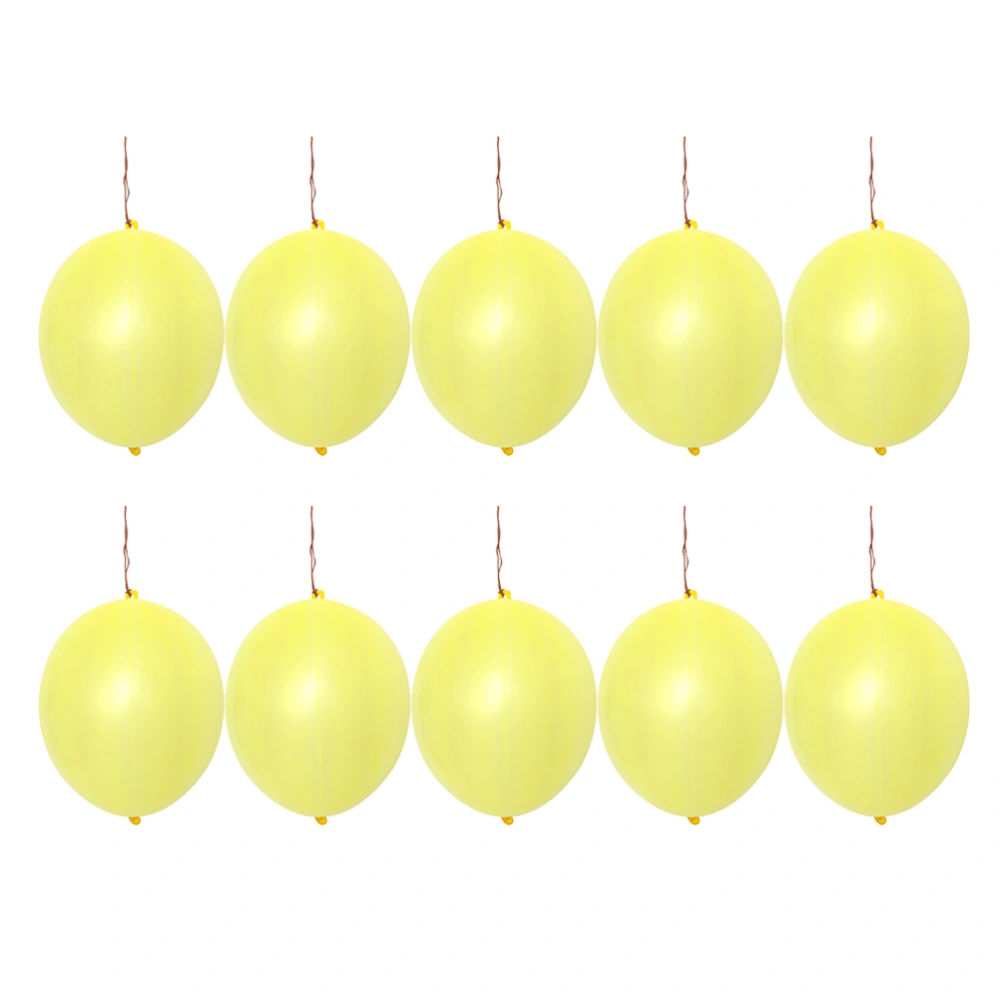 10pcs No Printing Balloon Fun-Filled Balloons Neon Punch Balls with Rubber Band Handle for Party Birthday (Yellow)