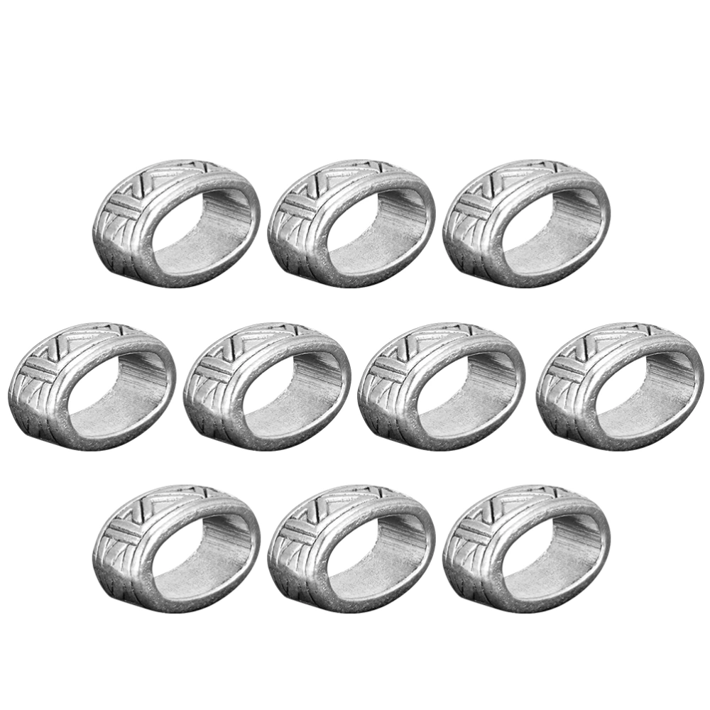 10pcs Ancient Silver Bronze Original Viking Runes Rune Bead Loose Hollow Beads for Unisex Jewelry Findings