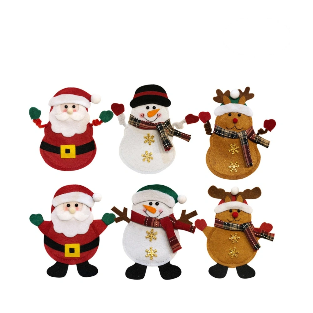 6PCS Christmas Cutter and Fork Bag Kitchen Cutlery Tableware Holders Pockets Christmas Home Party Wedding Table Decorations