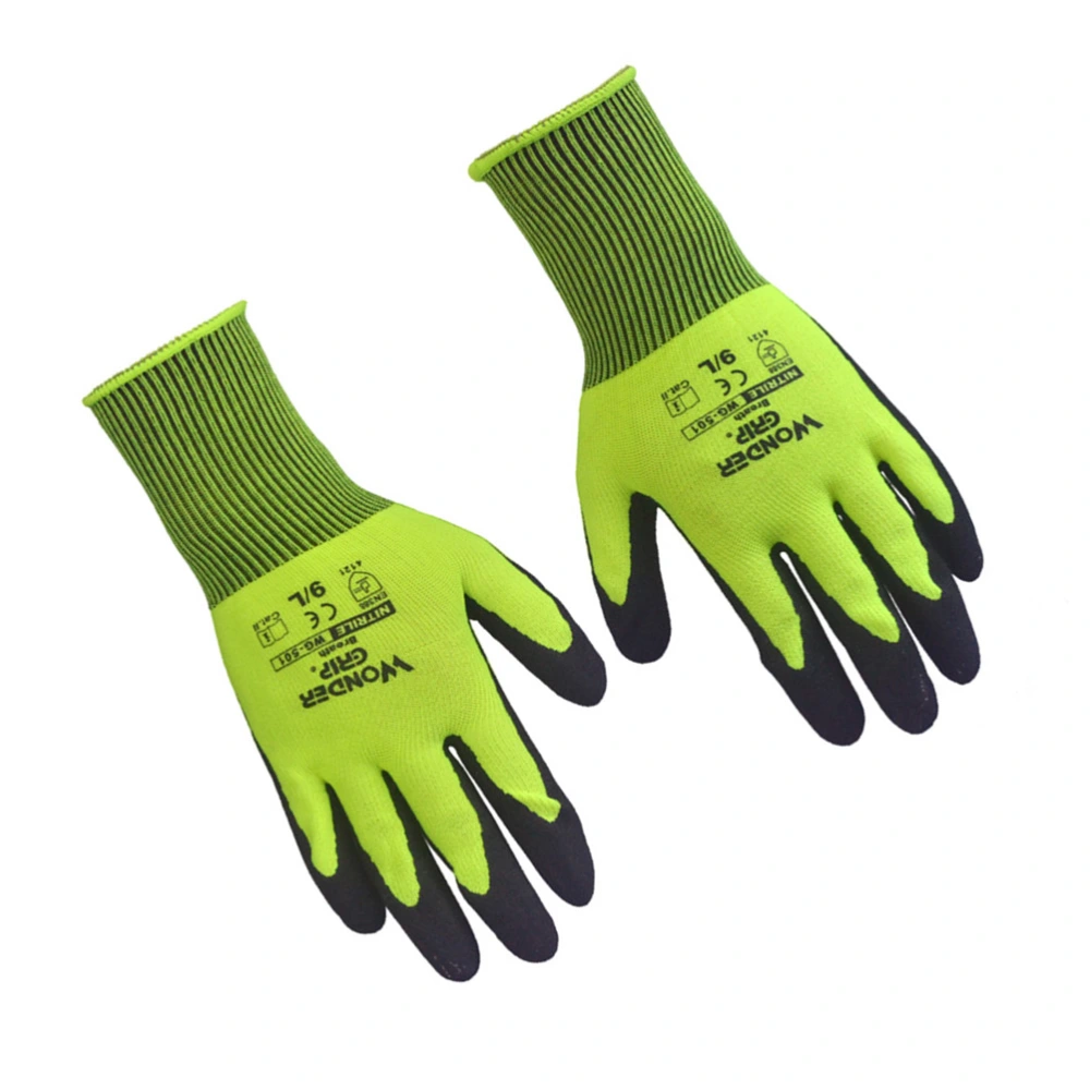 1 Pair of Gardening Gloves Wear-resisting Breathable Oil Proof Anti-slip Working Gloves (Size 9)