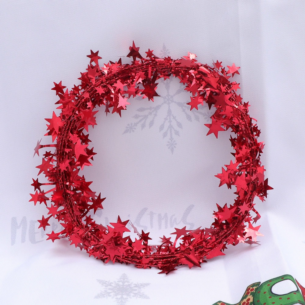 5pcs Christmas Rattan Decor Decorative Star Garland for Christmas Tree Home (Red)