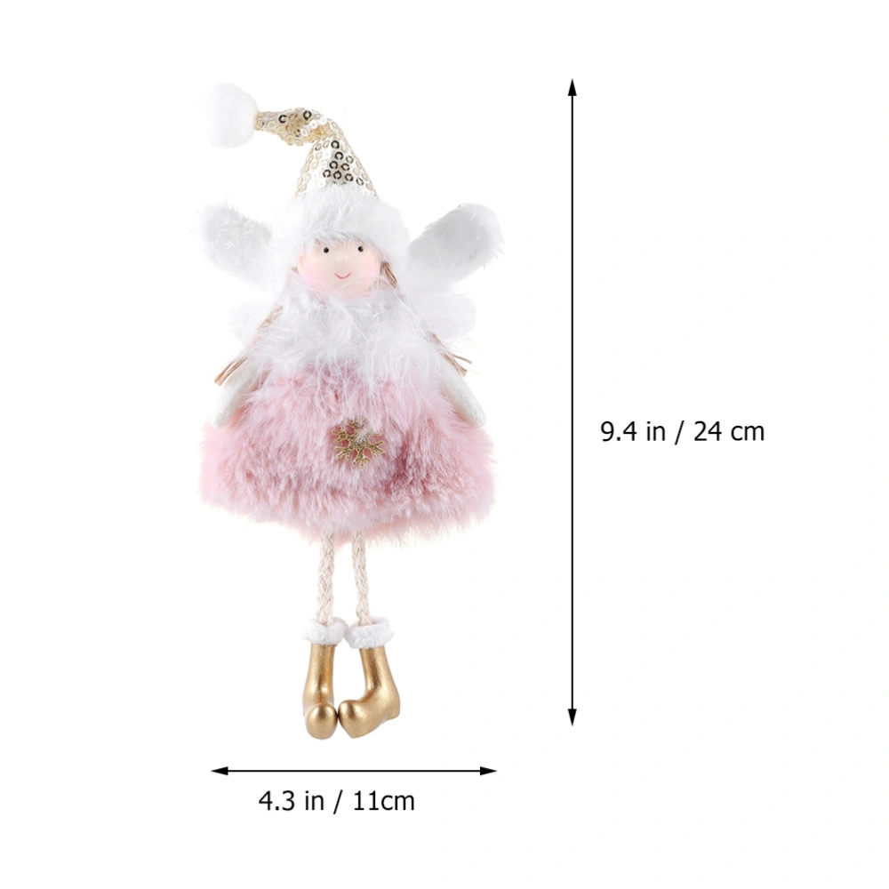 Christmas Ornaments Sequins Love Angel Doll Hanging Pendants for Kid (Pink)