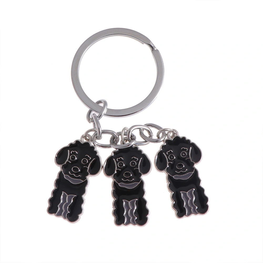 Poodle Shape Car Keychain Metal Dog Shape Car Keyring Decorations Hanging Pendant (Poodle Black)