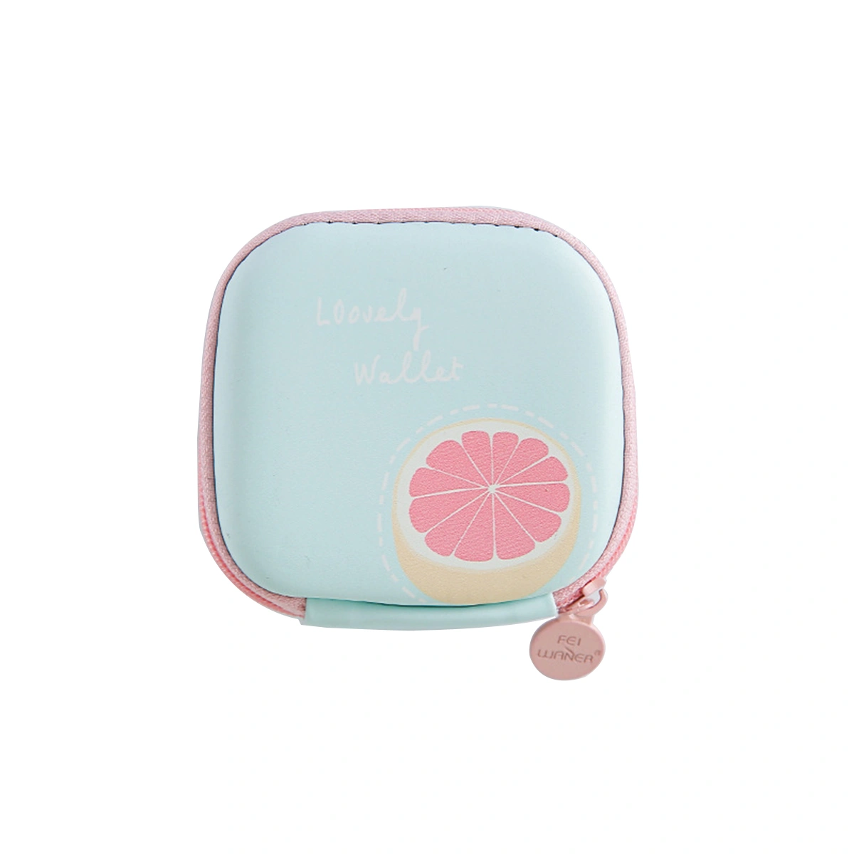 Lovely Portable Mini Headphones Storage Case Zipper Box Earphone Bags Travel Carrying Case for Earphones Earbuds USB Cable Keys Coin (Blue Grapefruit)