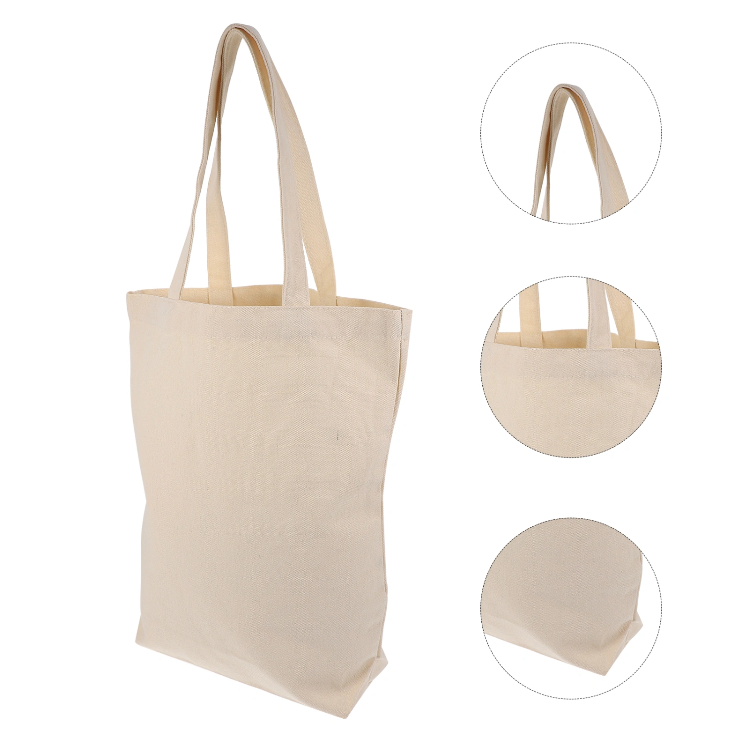 1pc Portable Simple Shopping Bag Shoulder Bag Canvas Tote Pouch Handbag