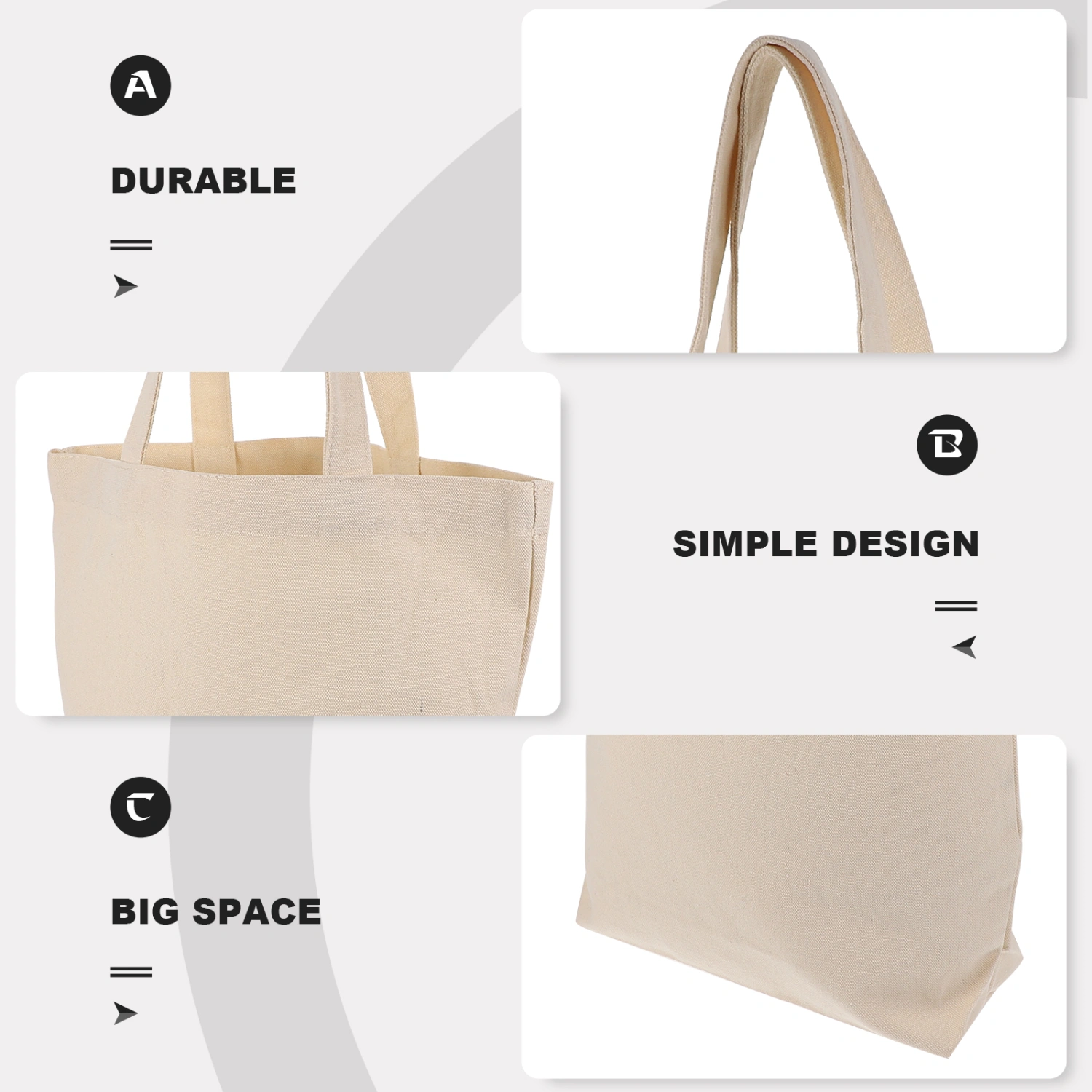 1pc Portable Simple Shopping Bag Shoulder Bag Canvas Tote Pouch Handbag