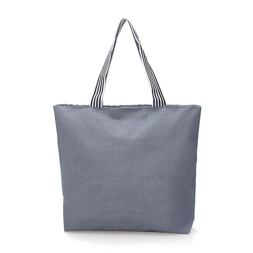Korean Style Canvas Bag Cartoon Printing Shoulder Bag Simple Shopping Bag Large Capacity Handbag (Blue)