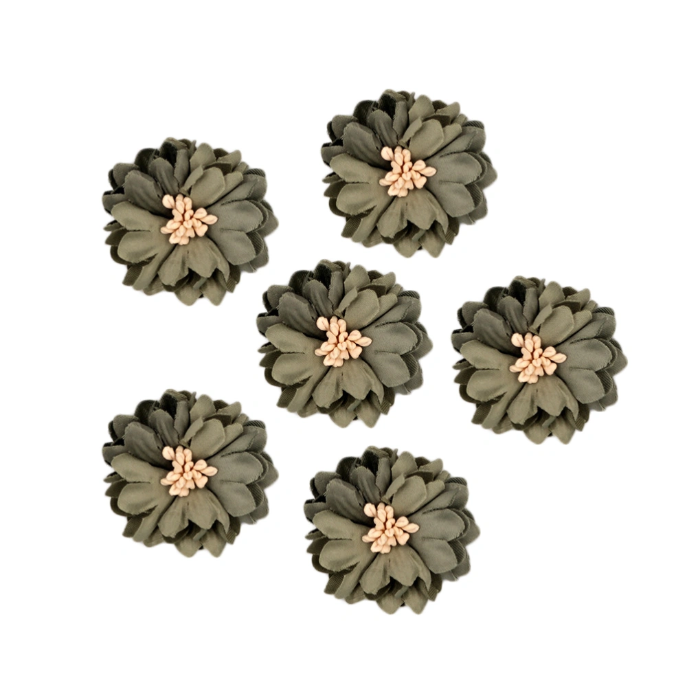 20PCS 4CM DIY Manual Accessories Creative DIY Clothing Material Simulated Flower Shoes Boots Decor Vivid Multi-valved Chrysanthemum Decor for Shoes Boots Clothes Decor Olive Green