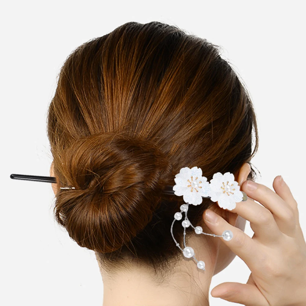 Vintage Hair Chopsticks Hair Decor Sakura Retro Hairpin Hair Clip Hair Stick (White)