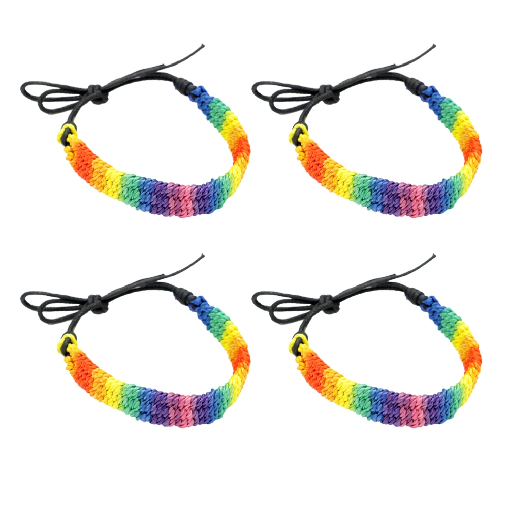 4pcs Braided Rainbow Bracelet Colorful Wristband Chain for Gay Homesexual Lesbian