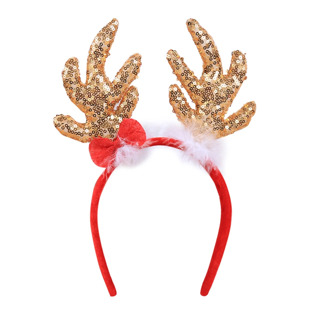 Sequins Christmas Antlers Headdress Creative Hair Party Hair Accessory (Golden)