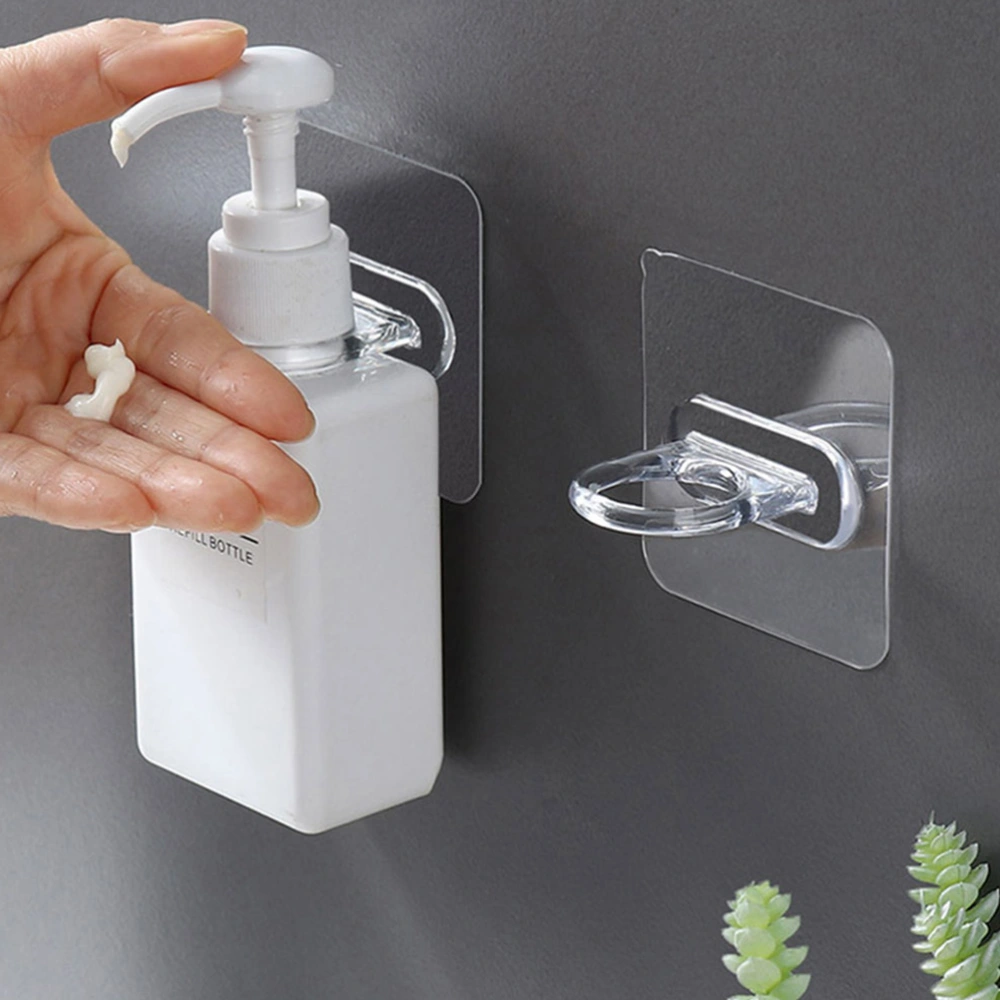 16pcs Wall Hooks Transparent Hooks Bathroom Hooks Shower Gel Bottles Rack