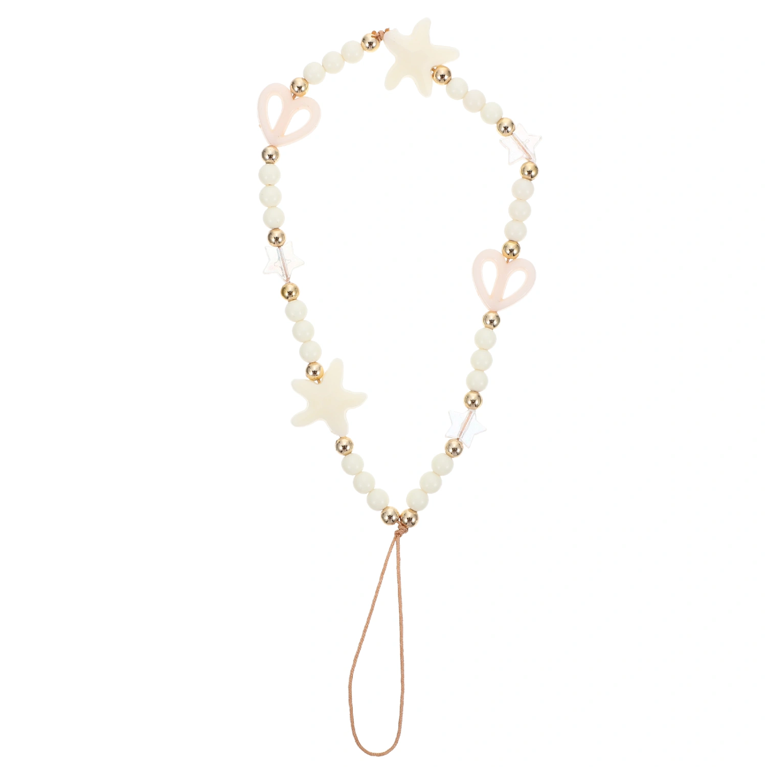 Hollow Heart Beaded Mobile Phone Lanyard Cellphone Wrist Strap Anti-lost Strap