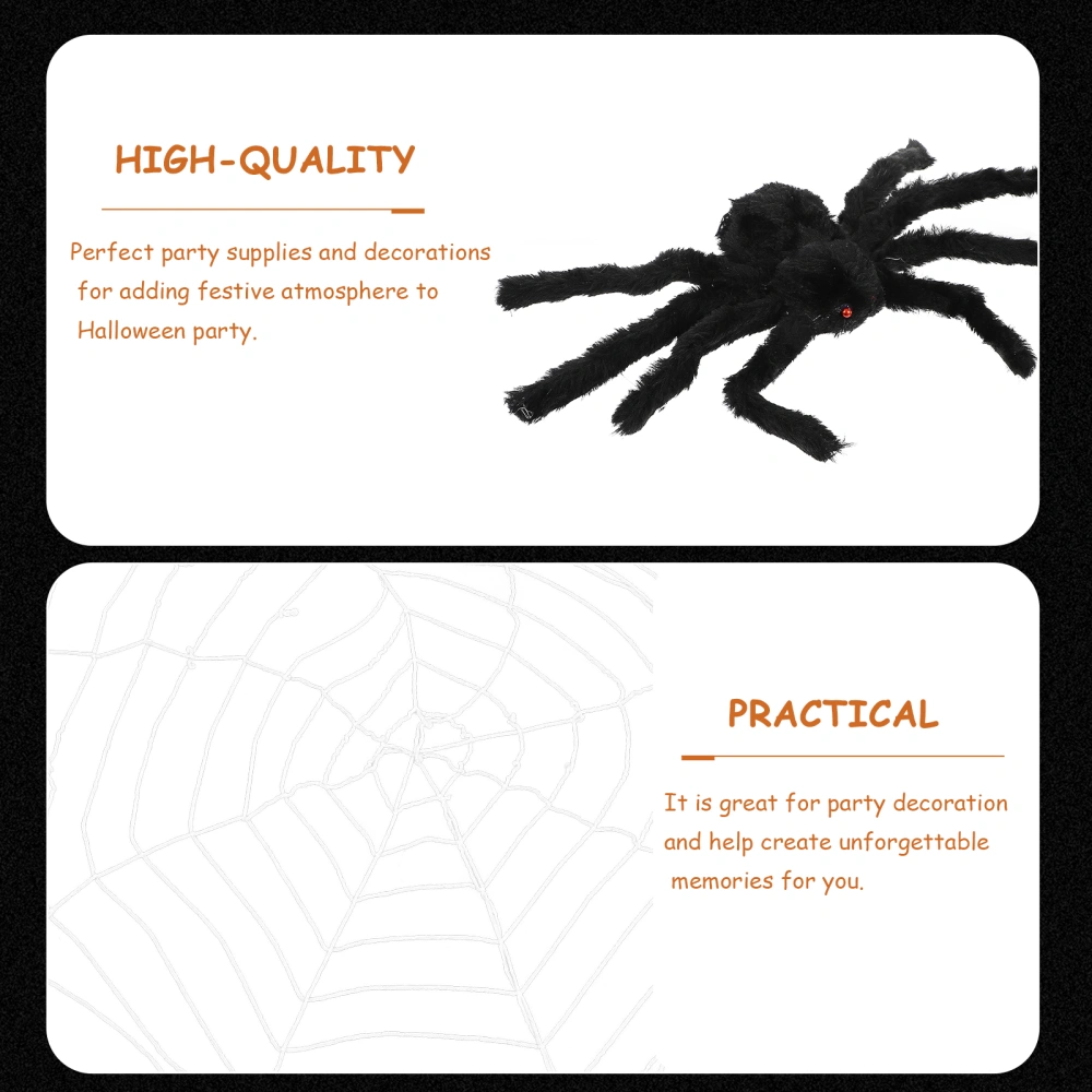 1 Set Halloween Party Layout Props Simulation Spider with Large Cloth Web