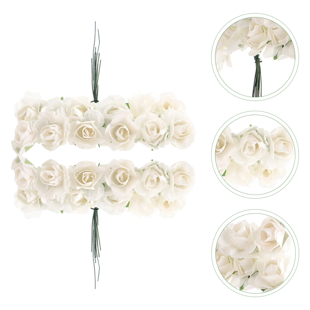 144pcs Small Paper Flowers Artificial Rose Flowers for DIY Crafts Projects