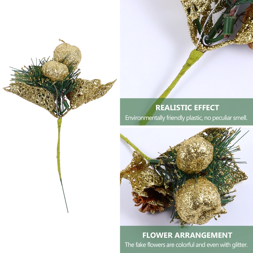 1Pc Decorative Christmas Flower Arrangement Artificial Glitter Lifelike Twigs