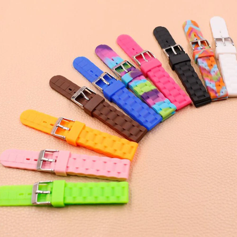 1PC 16MM Silicone Watch Band Fashionable Replacement Watch Straps Wristband Stylish Watch Accessories Adorable Watch Band Orange