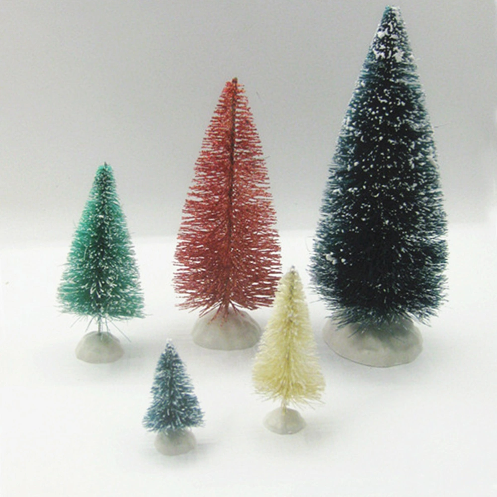 25pcs Mini Desktop Christmas Trees Wooden Base Tree Decor for Home Office Christmas Party (Random Color)