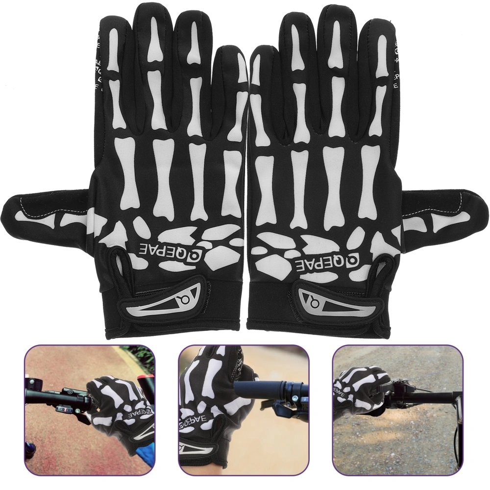 1 Pair of Ridding Gloves Scary Skull Finger Gloves Ghost Paw Gloves Portable Gloves for Men and Women White M