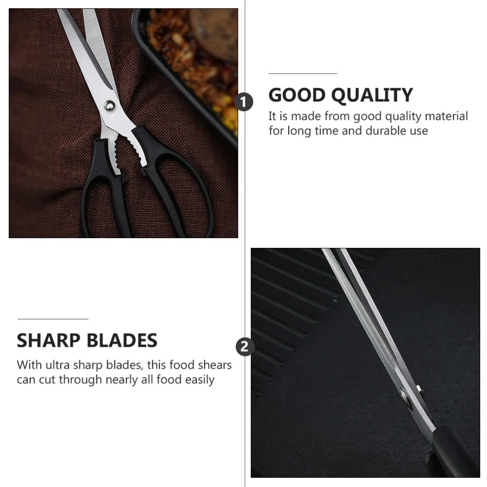 1Pc Multifunctional Kitchen Shears Durable Stainless Steel Meat Shear (Black)