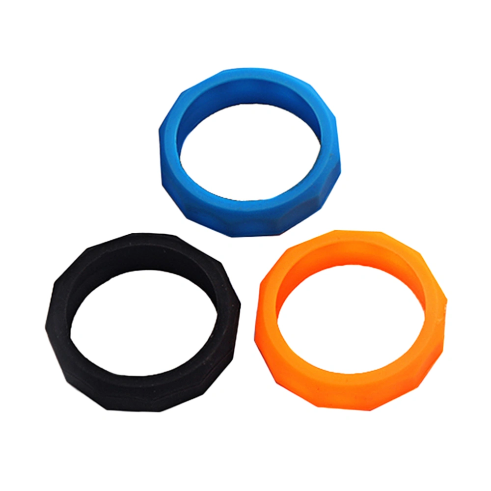 3pcs Microphone Silicone Stand Skidproof Circle Mic Anti-slip Non-skid Ring KTV Replacement Drop Resistance Case (Black+Blue+Orange)